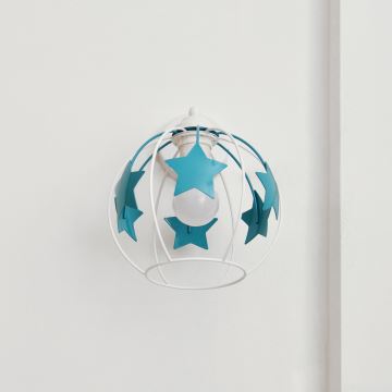 Detská nástenná lampa STARS 1xE27/15W/230V tyrkysová/biela