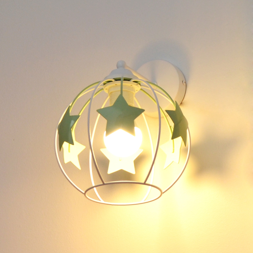 Detská nástenná lampa STARS 1xE27/15W/230V zelená/biela