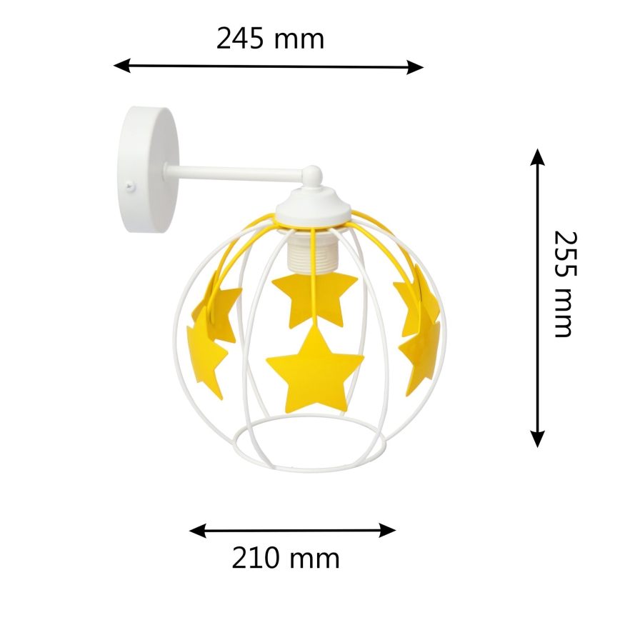 Detská nástenná lampa STARS 1xE27/15W/230V žltá/biela