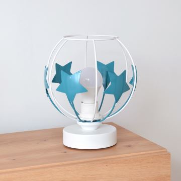 Detská stolná lampa STARS 1xE27/15W/230V tyrkysová/biela