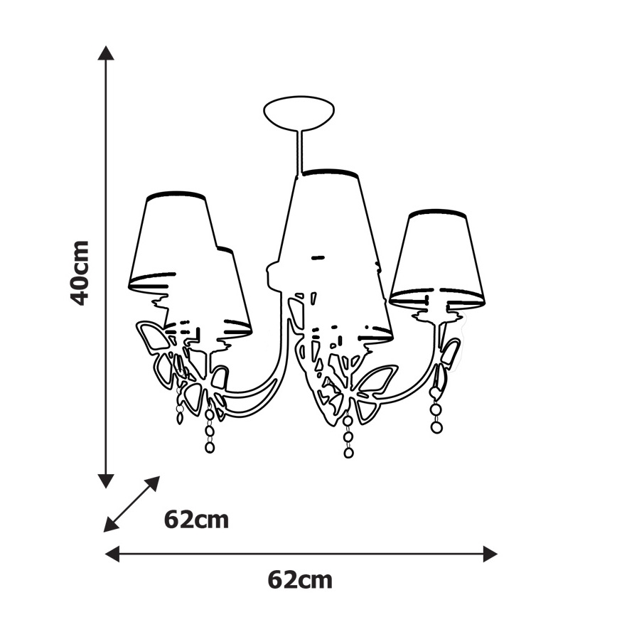 Detský luster na tyči CHARLOTTE 5xE14/40W/230V