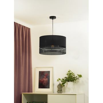 Duolla - Luster na lanku DOUBLE RATTAN 1xE27/15W/230V čierna