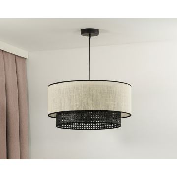 Duolla - Luster na lanku RATTAN YUTE 1xE27/15W/230V šedá/čierna