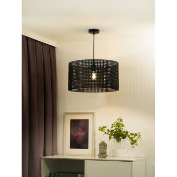 Duolla - Luster na lanku ROLLER RATTAN 1xE27/15W/230V čierna