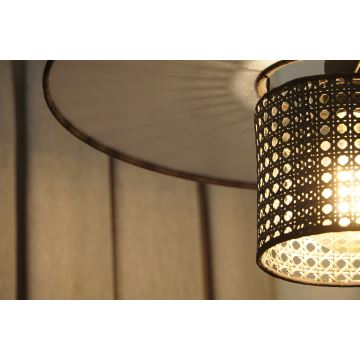 Duolla - Luster na lanku TOKYO RATTAN 1xE27/15W/230V čierna/strieborná