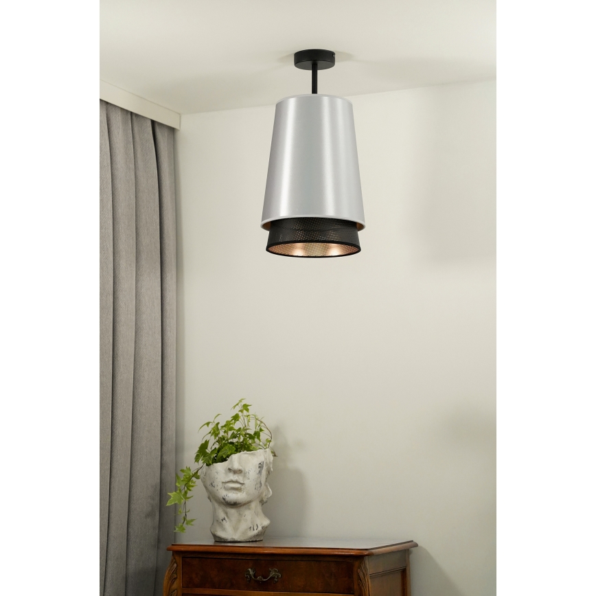 Duolla - Prisadený luster BELL SHINY 1xE27/15W/230V strieborná/čierna