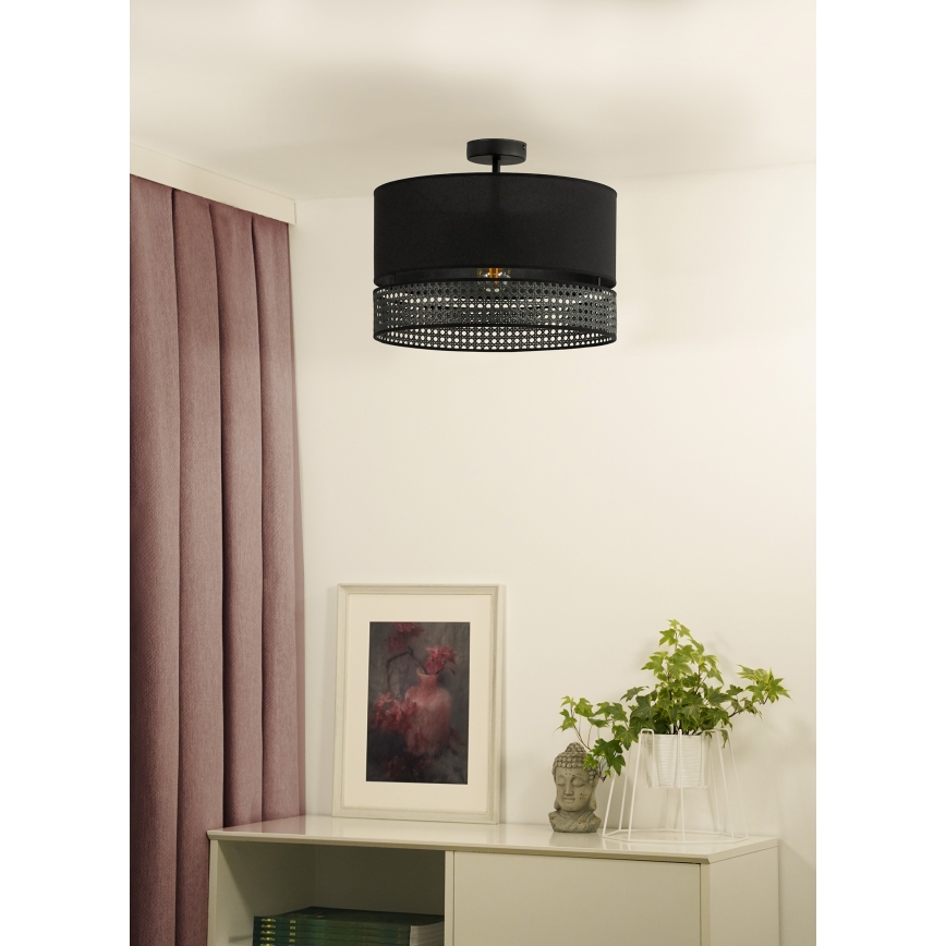 Duolla - Prisadený luster DOUBLE RATTAN 1xE27/15W/230V čierna