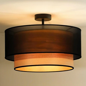 Duolla - Prisadený luster WOOD BOHO 1xE27/15W/230V čierna/béžová