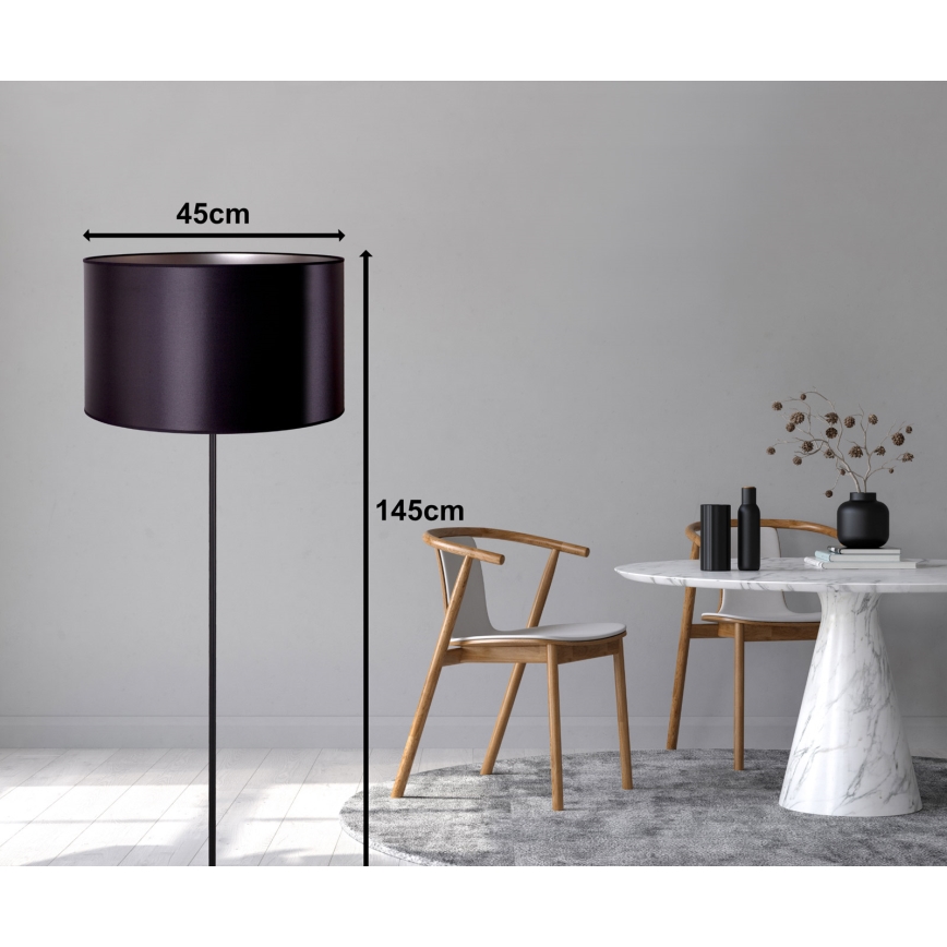 Duolla - Stojacia lampa CANNES 1xE27/15W/230V 45 cm čierna/strieborná