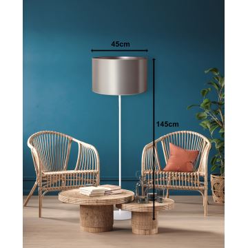 Duolla - Stojacia lampa CANNES 1xE27/15W/230V 45 cm strieborná/biela