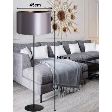 Duolla - Stojacia lampa CANNES 1xE27/15W/230V 45 cm strieborná/medená/čierna