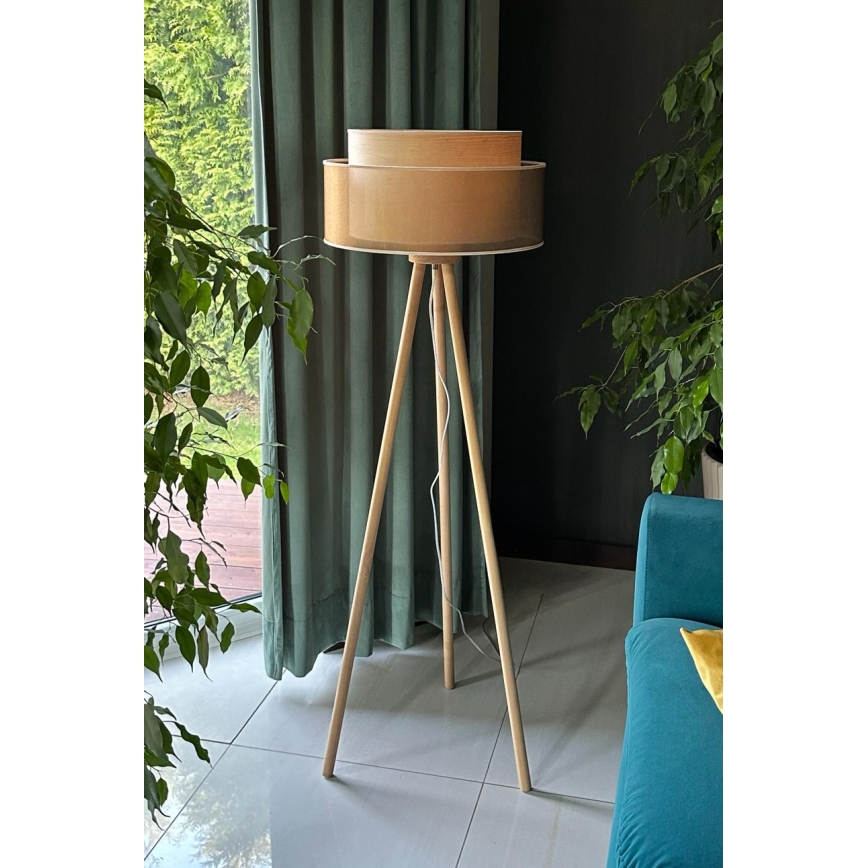 Duolla - Stojacia lampa WOOD BOHO 1xE27/15W/230V medená/hnedá/béžová