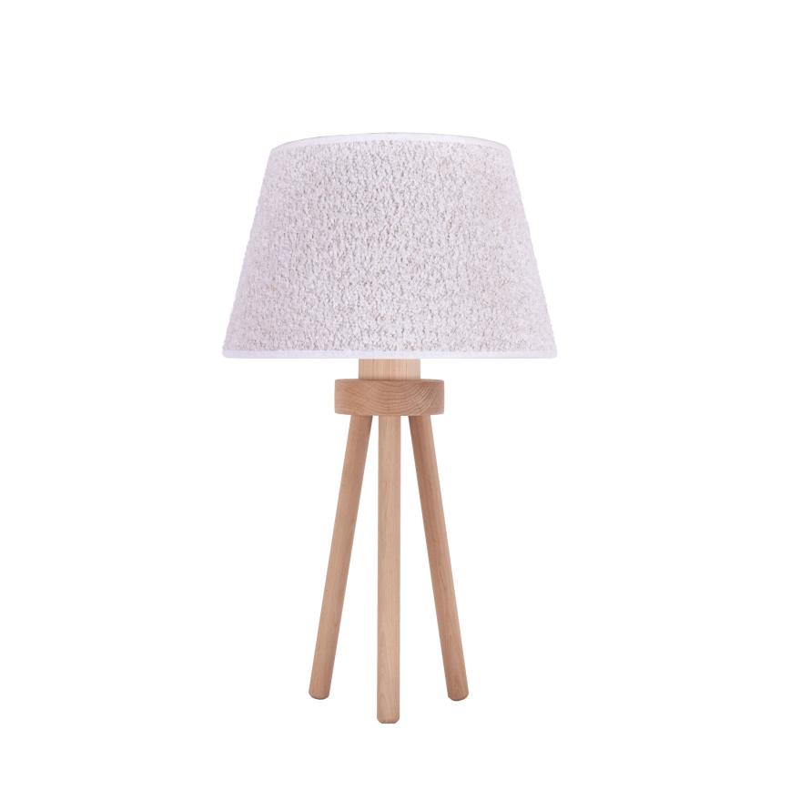 Duolla - Stolná lampa BOUCLE 1xE27/15W/230V biela/drevo