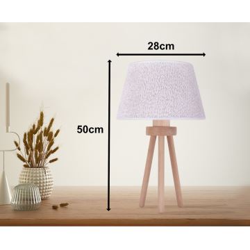 Duolla - Stolná lampa BOUCLE 1xE27/15W/230V biela/drevo