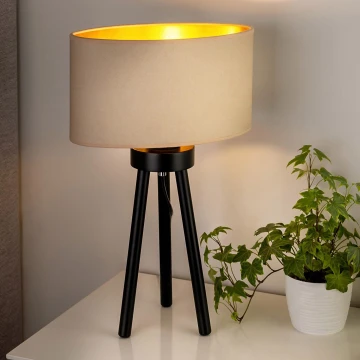 Duolla - Stolná lampa OVAL VEGAN 1xE27/15W/230V krémová