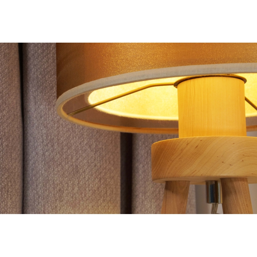 Duolla - Stolná lampa WOOD BOHO 1xE27/15W/230V medená/hnedá/béžová