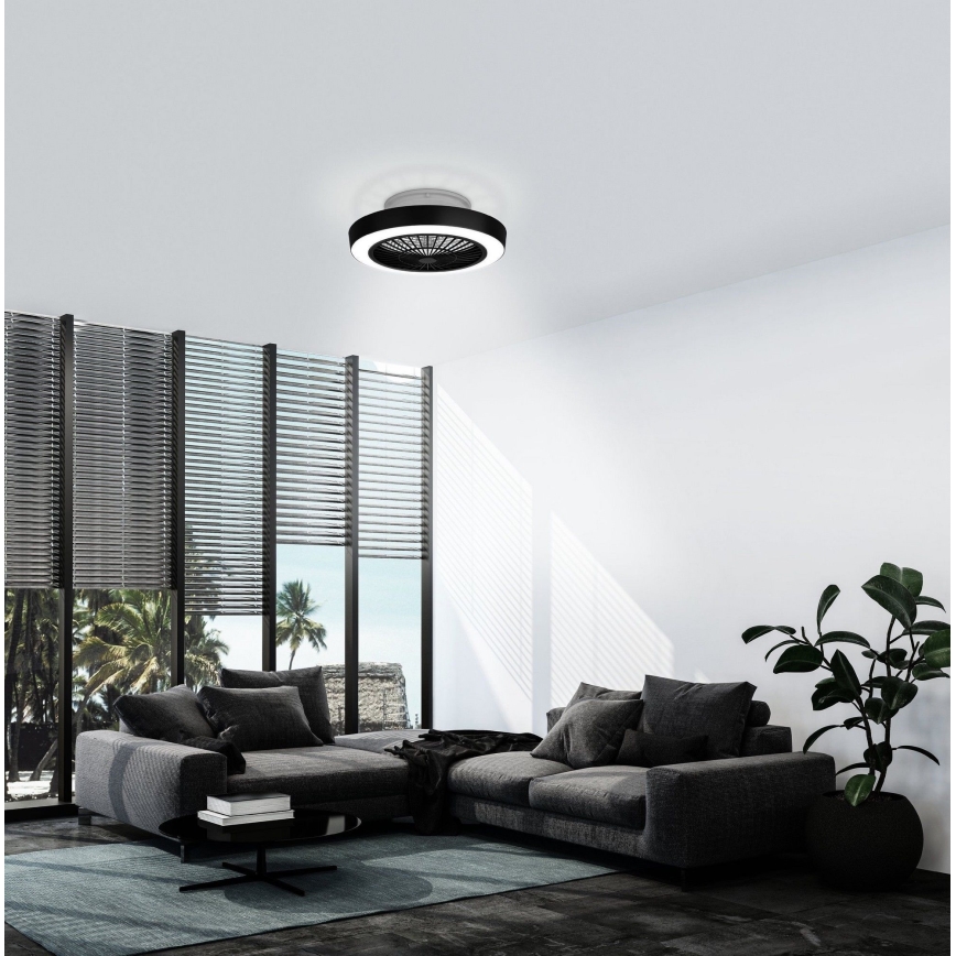 Eglo - LED Stmievateľný stropný ventilátor LED/37,8W/230V čierna + diaľkové ovládanie