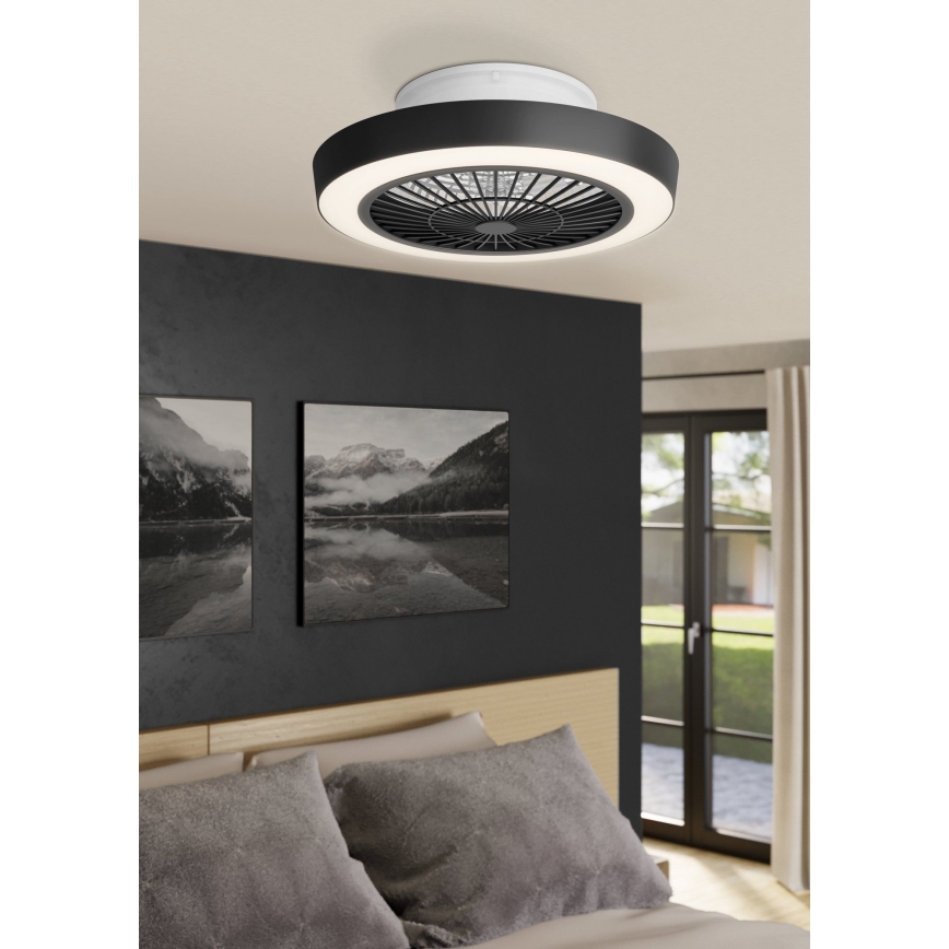 Eglo - LED Stmievateľný stropný ventilátor LED/37,8W/230V čierna + diaľkové ovládanie