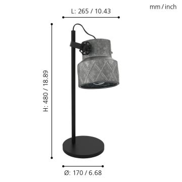 Eglo 39857 - Stolná lampa HILCOTT 1xE27/40W/230V