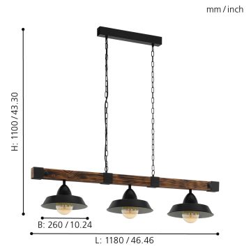 Eglo - Luster na reťazi 3xE27/60W/230V - FSC certifikované