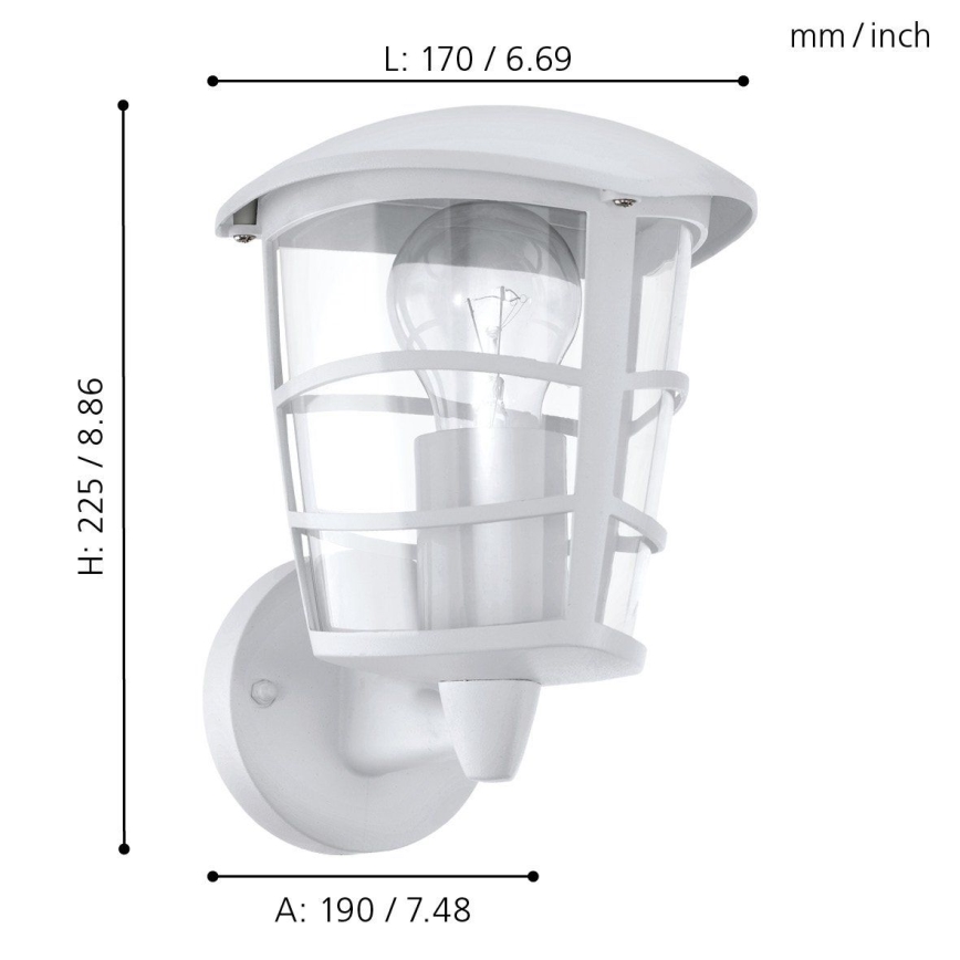 Eglo - LED Vonkajšie nástenné svietidlo 1xE27/8,5W/230V IP44