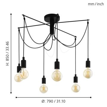 Eglo 98679 - Luster na lanku MUSARA 6xE27/60W/230V