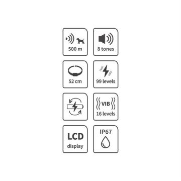 Elektrický výcvikový obojok pre psa 52cm 500m 3,7V IP67