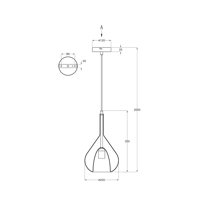 Fabas Luce 3481-40-125 - Luster na lanku LILA 1xE27/40W/230V zlatá