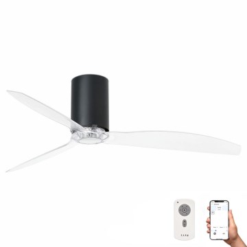 FARO 32041WP - Stropný ventilátor MINI TUBE FAN M čierna/čirá pr. 128 cm SMART + diaľkové ovládanie