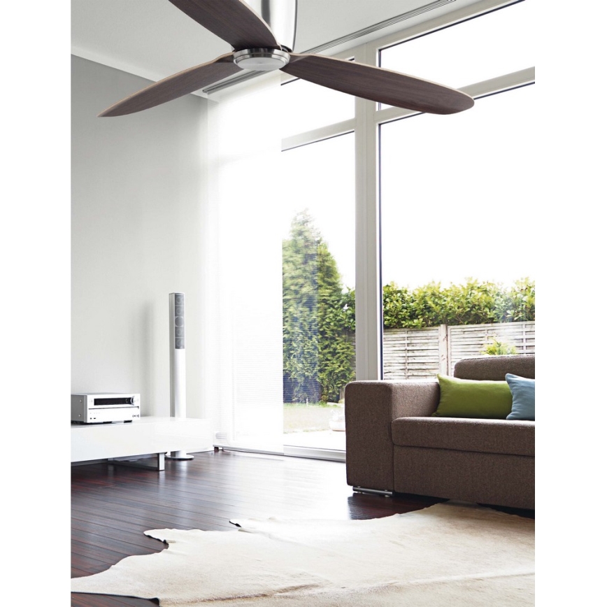 FARO 33472N - Stropný ventilátor NIAS chróm/hnedá  pr. 132 cm + diaľkové ovládanie