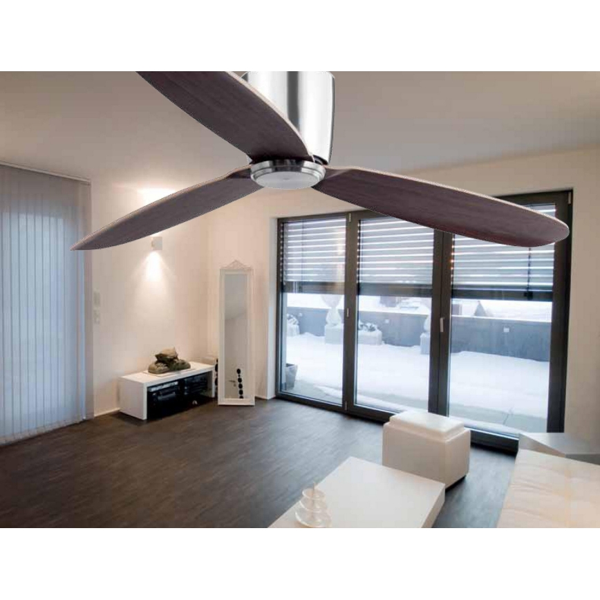 FARO 33472N - Stropný ventilátor NIAS chróm/hnedá  pr. 132 cm + diaľkové ovládanie