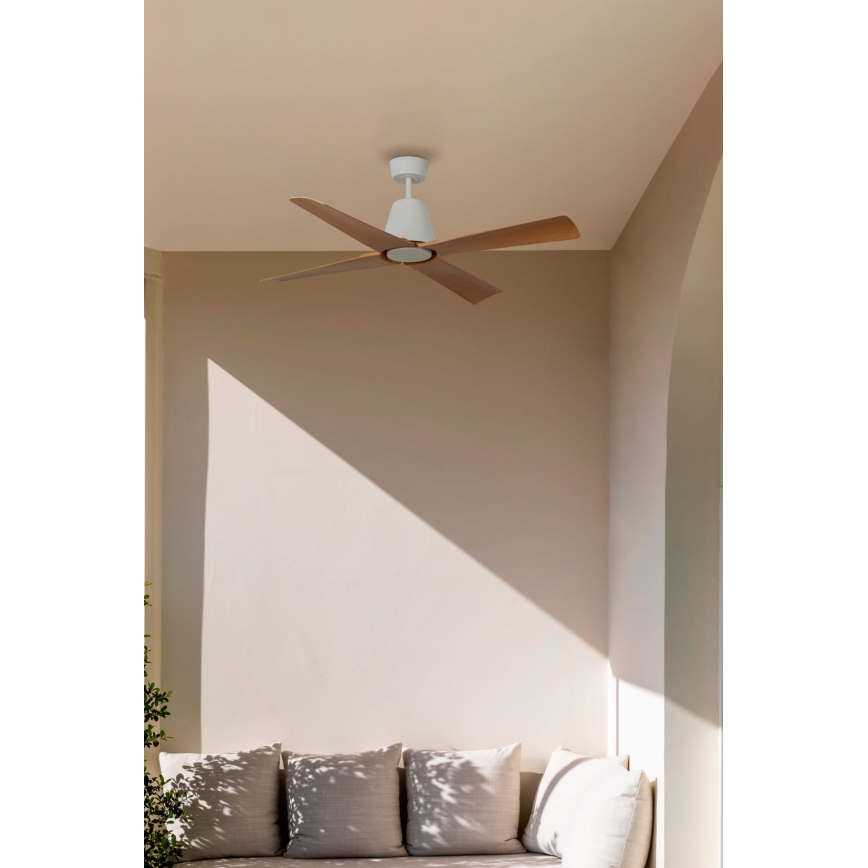 FARO 34105 - Stropný ventilátor TYPHOON M hnedá/biela pr. 130 cm IP44 + diaľkové ovládanie