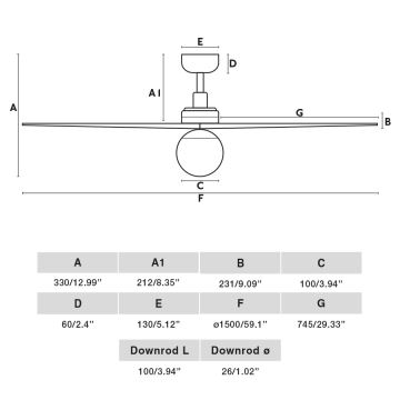 FARO 34276-11L - Stropný ventilátor KLIM L 1xE27/15W/230V drevo/čierna pr. 150 cm + diaľkové ovládanie