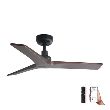 FARO 34278WP - Stropný ventilátor KLIM S drevo/čierna 92,5 cm SMART + diaľkové ovládanie