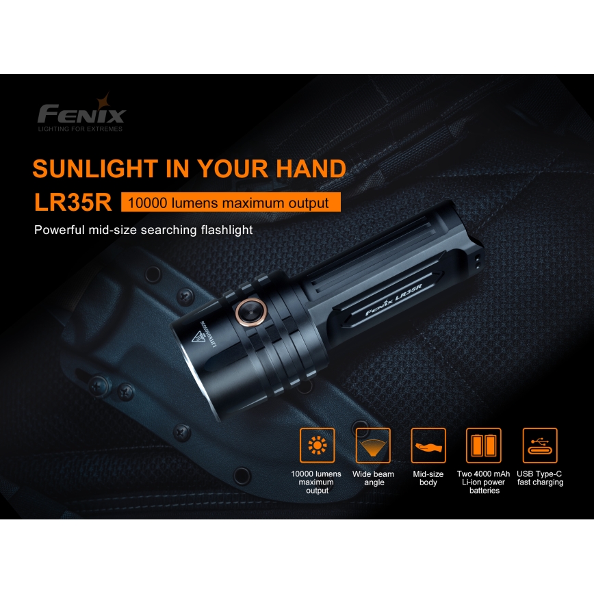 Fenix LR35R - LED Nabíjacia baterka 6xLED/2x21700 4000 mAh IP68 10000 lm 80 h