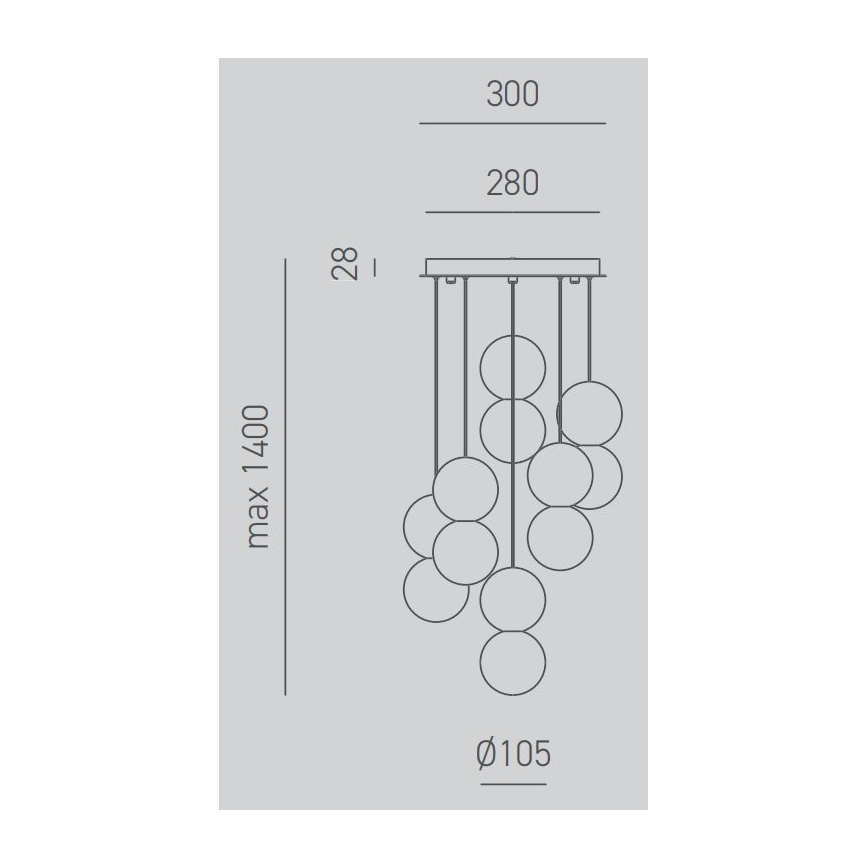 Gea Luce SFERA S6 G - Luster na lanku SFERA 6xG9/28W/230V