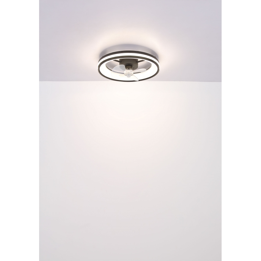 Globo - LED Stmievateľné stropné svietidlo s ventilátorom LED/30W/230V 2700-6500K čierna + diaľkové ovládanie