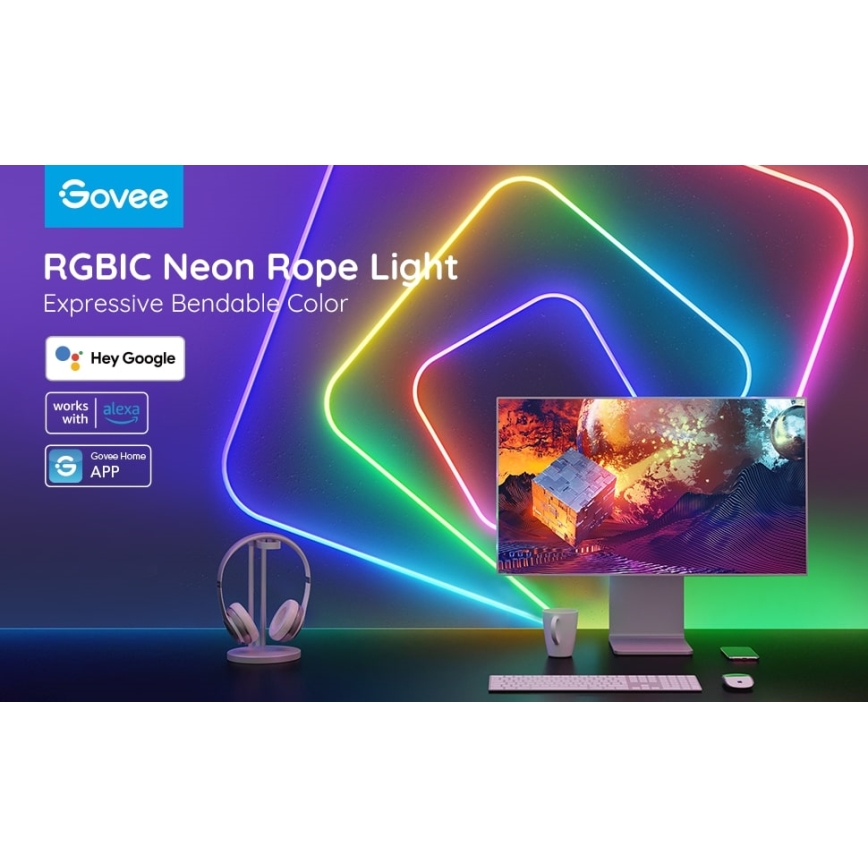 Govee - Neon SMART ohybný LED pásik RGBIC 2m Wi-Fi IP67