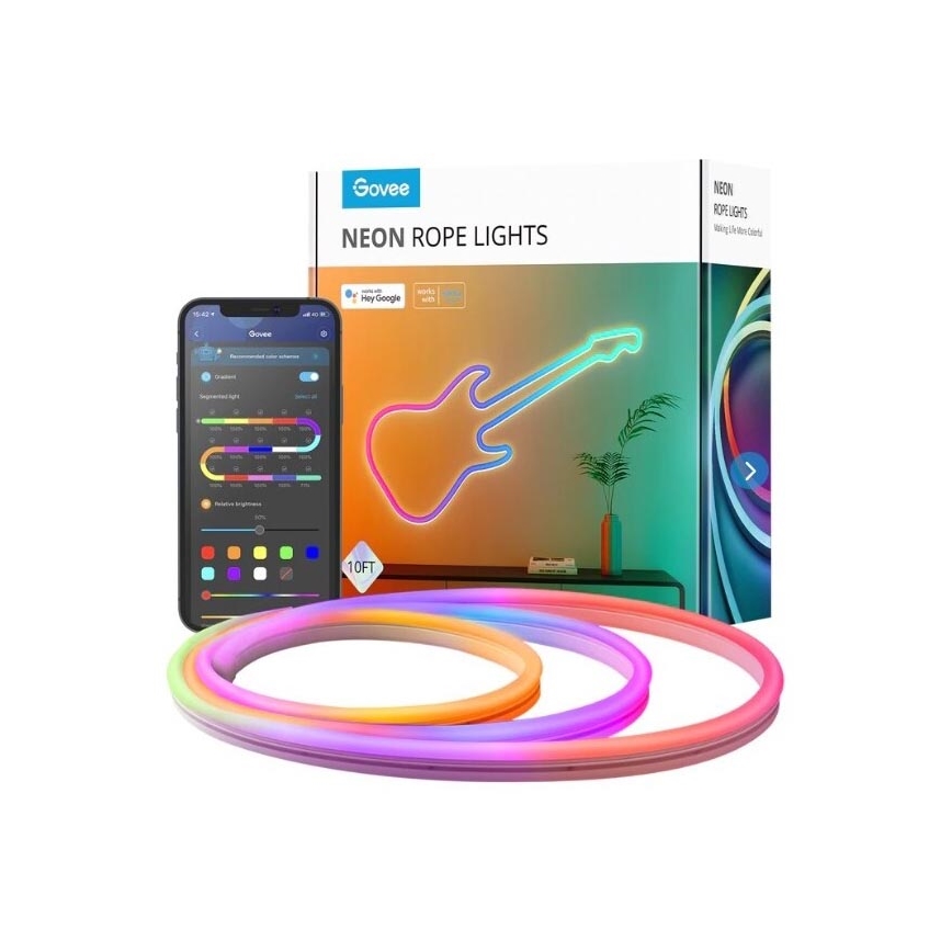 Govee - Neon SMART ohybný LED pásik - RGBIC - 3m Wi-Fi IP67