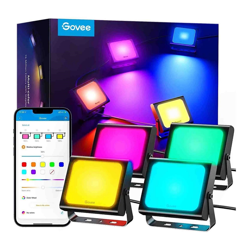 Govee - SADA 4x Flood Lights vonkajší SMART LED svetlá Wi-Fi IP66