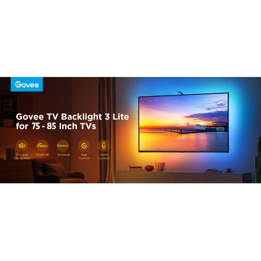 Govee - TV Backlight 3 Lite TV 75-85" SMART LED podsvietenie RGBICW Wi-Fi IP67 + diaľkové ovládanie