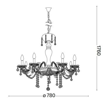 Ideal Lux - Krištáľový luster na lanku ROSE 8xE14/40W/230V