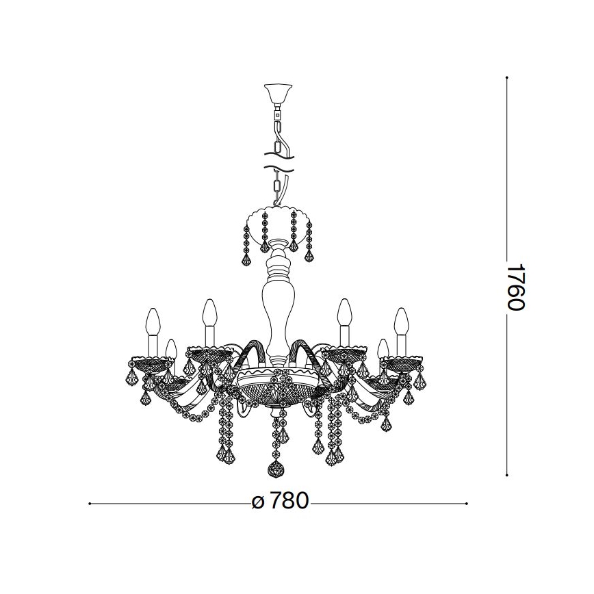 Ideal Lux - Krištáľový luster na lanku ROSE 8xE14/40W/230V