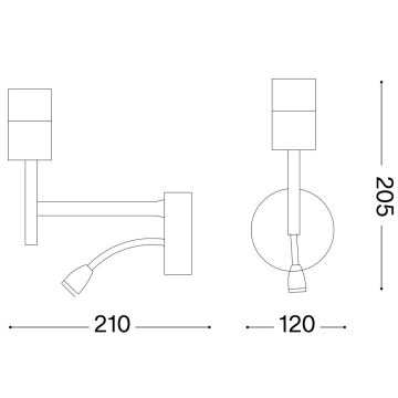 Ideal Lux - LED Flexibilná lampa s montúrou SET UP 1xE27/42W + LED/3W/230V CRI 90 USB chróm