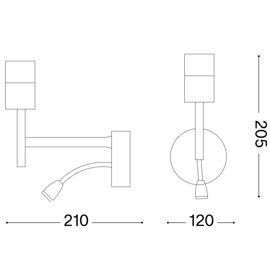 Ideal Lux - LED Flexibilná lampa s montúrou SET UP 1xE27/42W + LED/3W/230V CRI 90 USB chróm