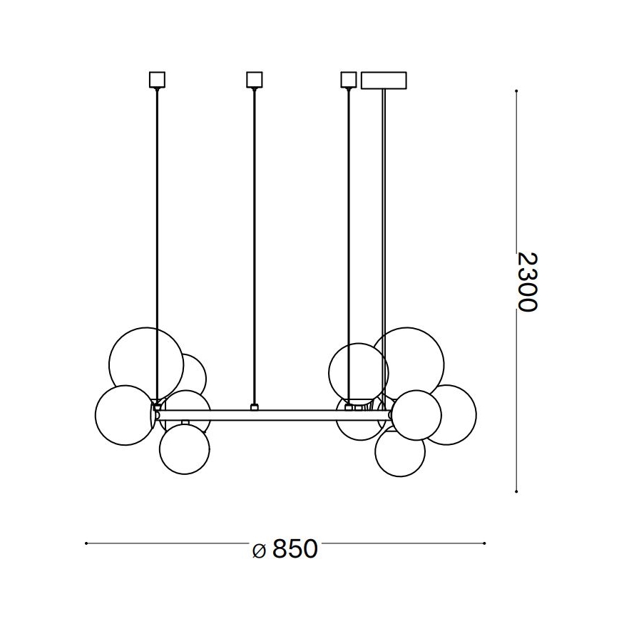 Ideal Lux - LED Luster na lanku PERLAGE 14xG9/3W/230V čierna