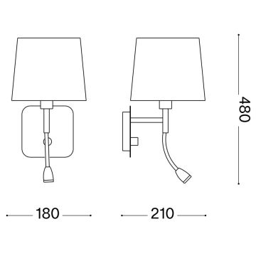 Ideal Lux - LED Flexibilná nástenná lampa NORDIK 1xE14/40W + LED/1,5W/230V