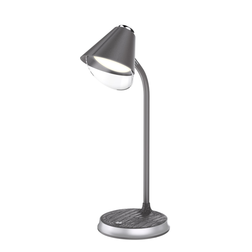 LED Stmievateľná stolná lampa s bezdrôtovým nabíjaním FINCH LED/9W/12/230V šedá/chróm