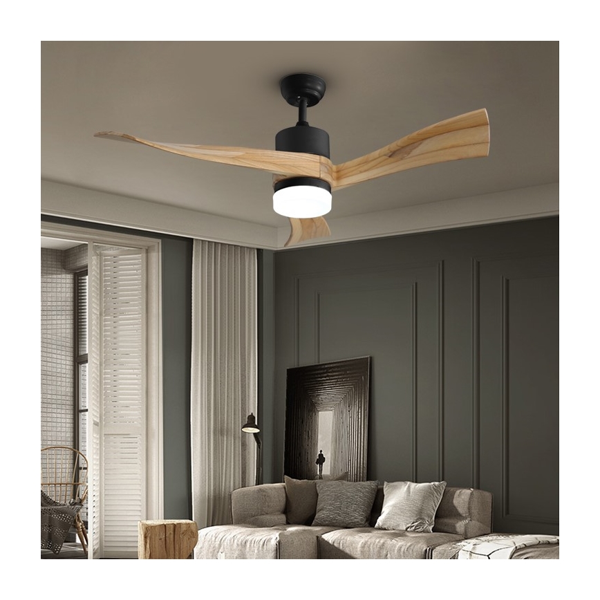 Immax NEO 07136-B - LED Stmievateľný stropný ventilátor SOFISTICADO LED/18W/230V dub Wi-Fi Tuya + diaľkové ovládanie