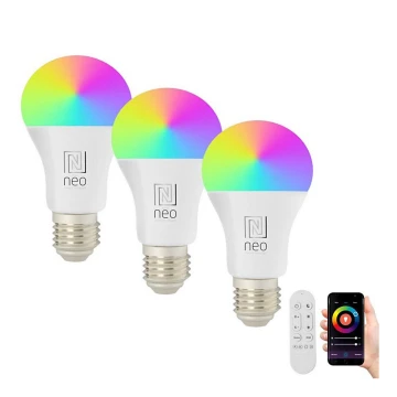 Immax NEO 07712CDO - SADA 3x LED RGB+CCT Stmievateľná žiarovka E27/9W/230V Wi-Fi Tuya + diaľkové ovládanie